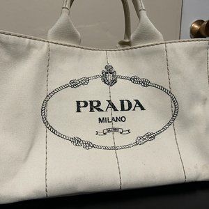 VINTAGE PRADA CANAPA TOTE CREAM